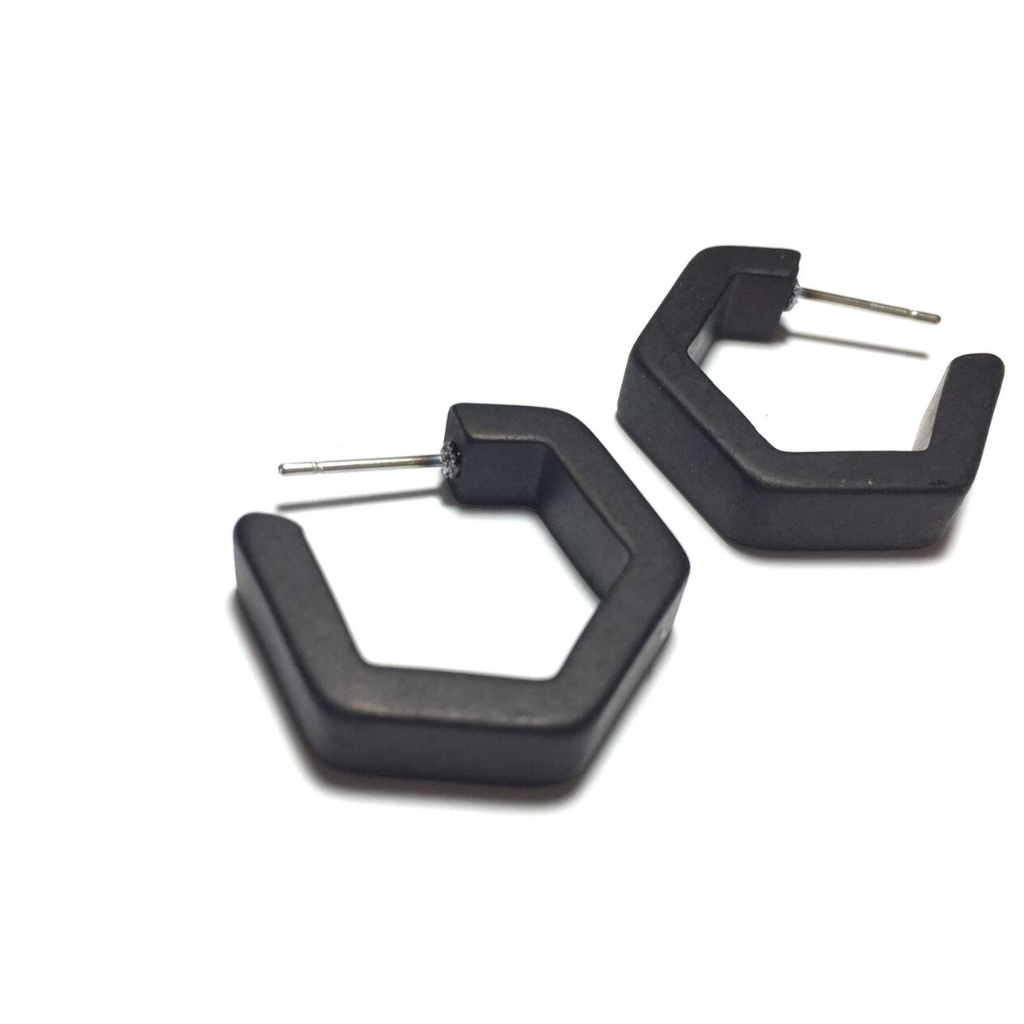 Frosted Vintage Honeycomb Lucite Hoops Earrings